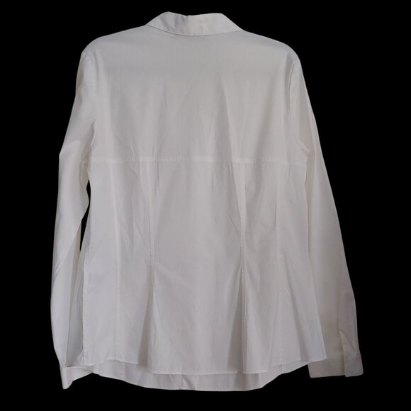 Lafayette 148 Crisp White Button Down Shirt Poplin Minimalist Staple Piece 12 - Picture 2 of 11